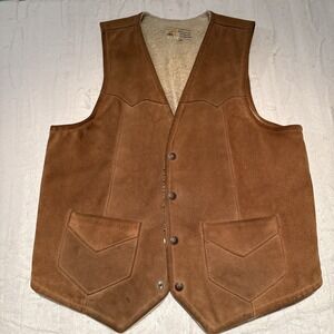 Vintage Men's Simco Distinctive Brown Suede Sherpa Vest Cowboy,Yellowstone Sz 42